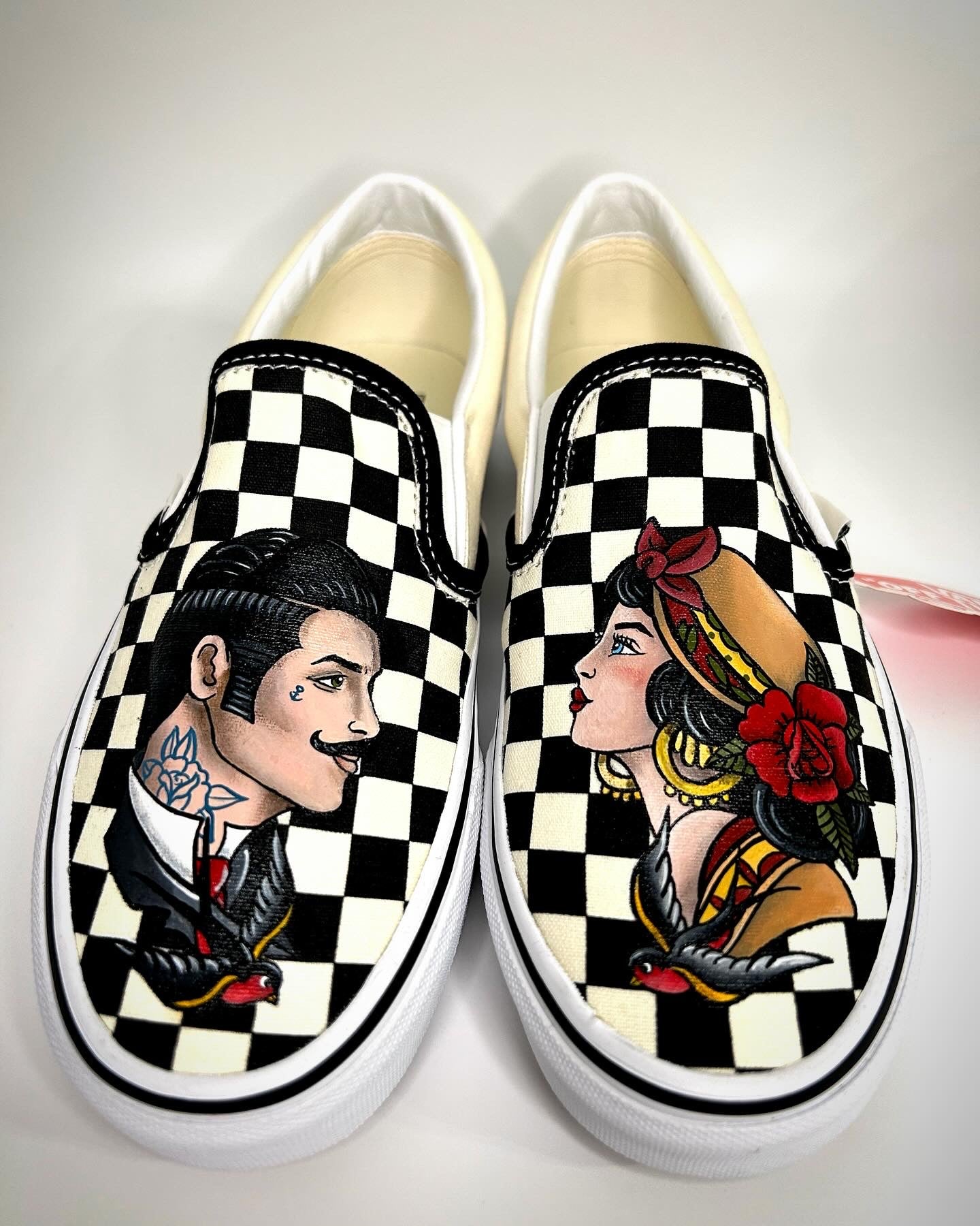 Vans checkerboard Traditional Tattoo style.