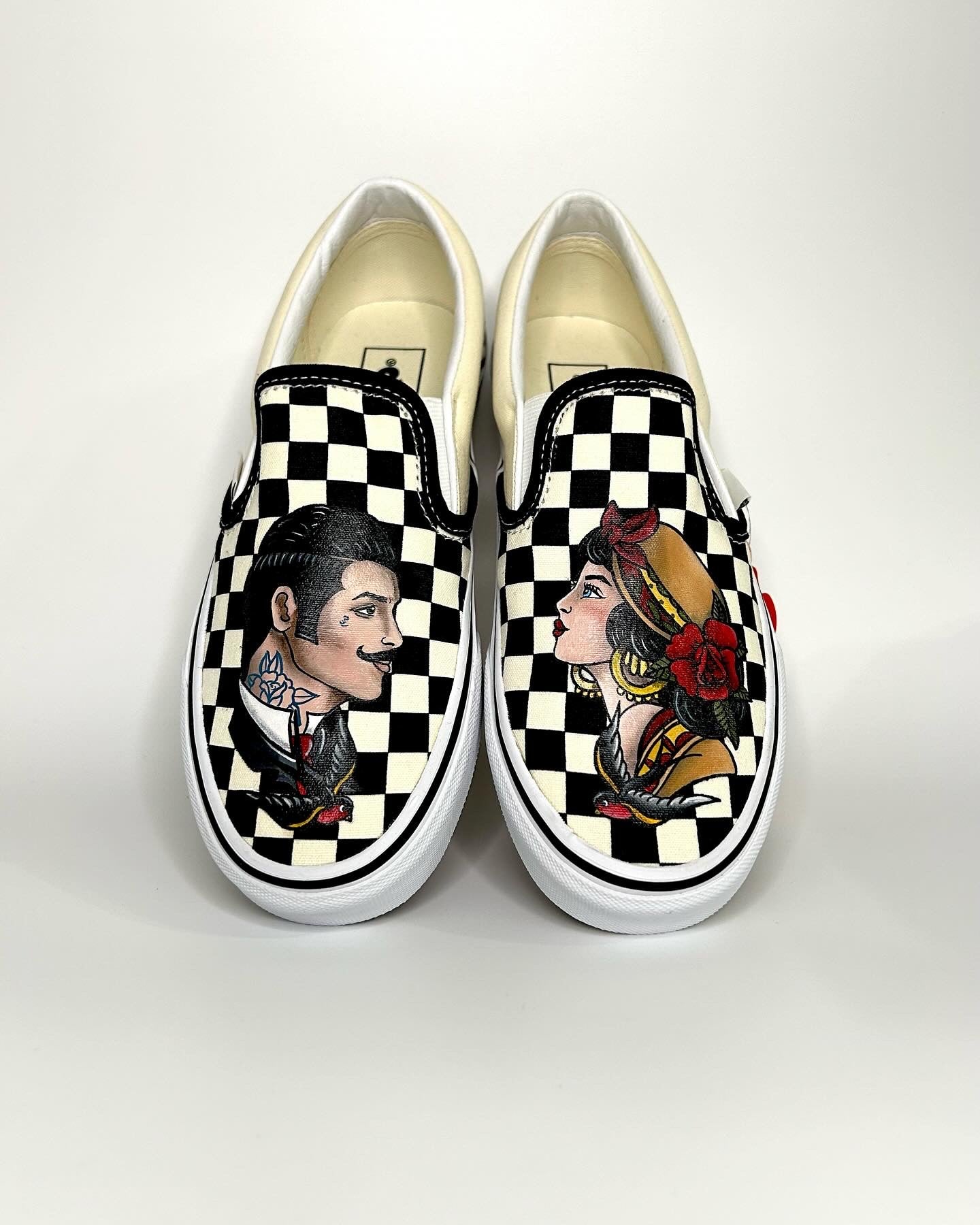 Vans checkerboard Traditional Tattoo style.